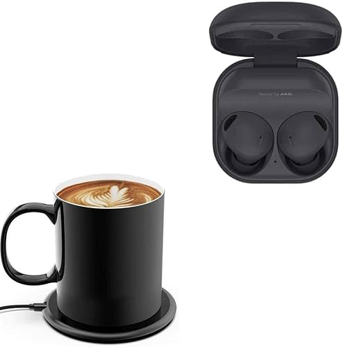 BoxWave Cargador compatible con Samsung Galaxy Buds 2 Pro (cargador HottieMug con cargador inalámbrico PowerDisc (15 W), Qi inalámbrico de 15 W,