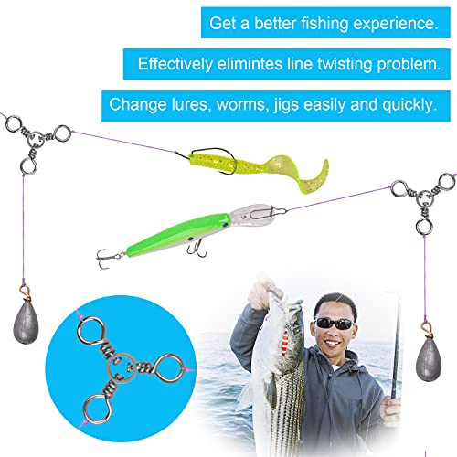 Image of 3 Way Fishing Swivels Crossline Swivels Fishing Connector Swivels Catfish Swivels Fishing Gear Carp Fish Equipment Saltwater Freshwater Fishing Tackle Accessories