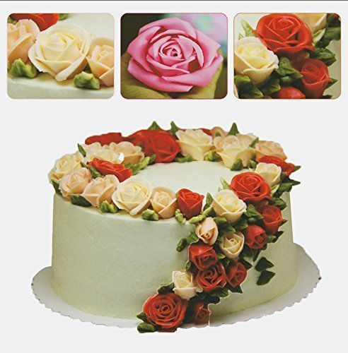 Image of Syga 3pcs Cake Decoration Mold, DIY One-Piece Molded Fondant Roses Printing Mould Tool Set, Food Grade Cutter Modeling Tools for Christmas Party Wedding Cake in Mould Dessert Decorators, White