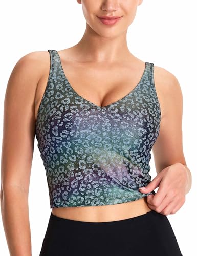 Image of THE GYM PEOPLE Womens' Sports Bra Longline Wirefree Padded with Medium Support