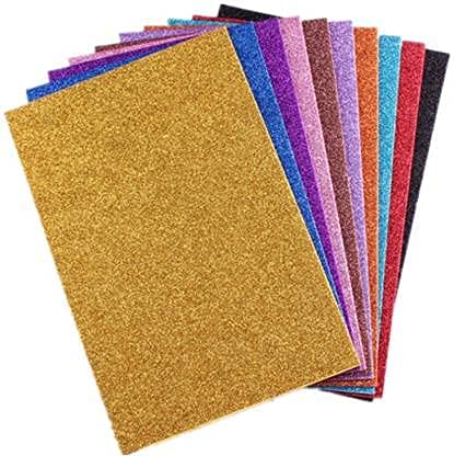 Sidanaz Glitter Sheets (A4 Size) Art & Craft Glitter Sheet Paper (Pack of 10,Colour Sheet)