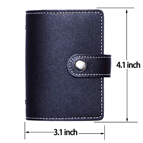 Slim PU Leather Credit Card Holder with 26 Card Slots for Men and Women (Black)