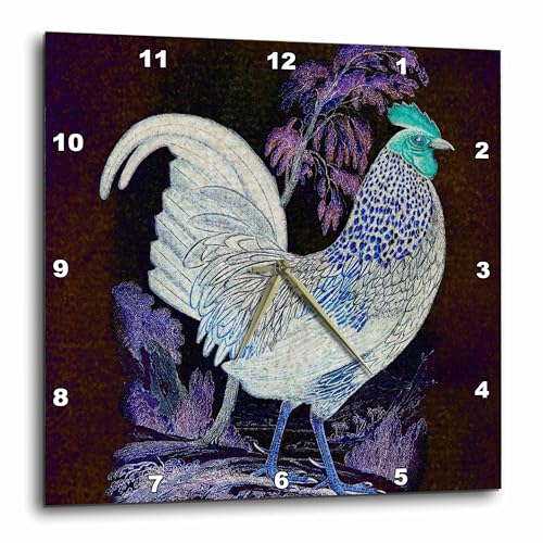 3dRose DPP_108275_1 The Chicken in The Purple Forest Digital Art by Angelandspot-Wall Clock, 10 by 10-Inch
