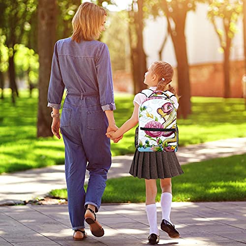 Sac à dos pour filles et garçons avec motif serpent et fleurs multicolore - 5