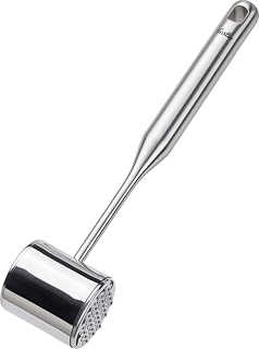 Fissler Essential/Edelstahl-Fleischklopfer (28 cm / 0,4 kg) runder Fleischhammer, Schnitzel-Klopfer, mit Aufhänge-Öse, Spülmaschinen-geeignet