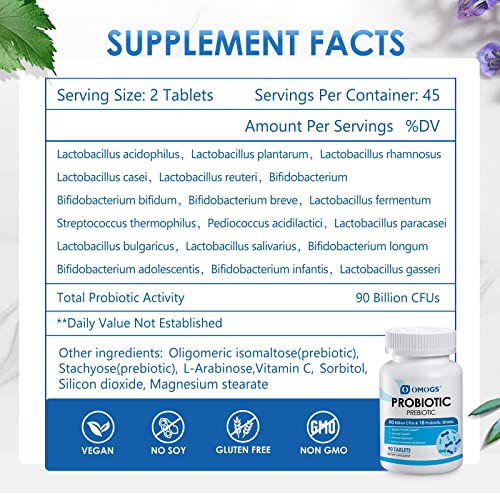 Omogs OMOGS-P-BLUE Probiotics 90 Billion Cfus 18 Strains,With 3 Organic Prebiotic, Probiotics Supplement thumb #1