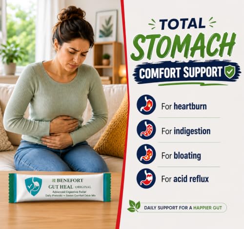 Image of Gut Heal - H Pylori Probiotic Powder with Pylopass & Gastro-AD, 60 Billion CFU L Reuteri Stomach Soothe Supplement, Bloating Gas Heartburn & Acid Relief, Daily Digestive Support, 30 Sachets