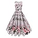 Produktbild Momoxi Kleid,Damen Frauen Vintage 50er Jahre Retro ärmellose O Neck Print Abend Party Prom Swing Dress