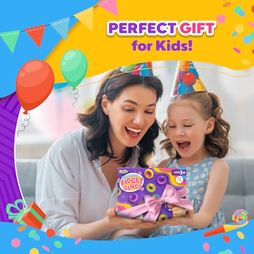 Fidget Toys Sensory Rings for Kids: 12 Pack Finger Spinner Rings - Texture Stress Toys for Kids Autism Calming - Fun Fidgets for Student Classroom Prize Stocking Stuffers - Image 7