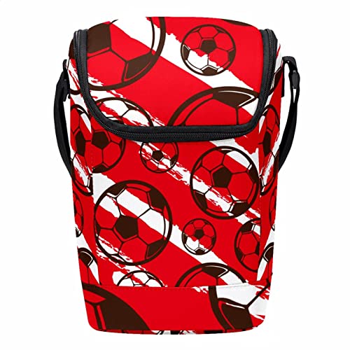 Bolsa de almuerzo lavable e impermeable con estampado de fútbol rojo urbano 2