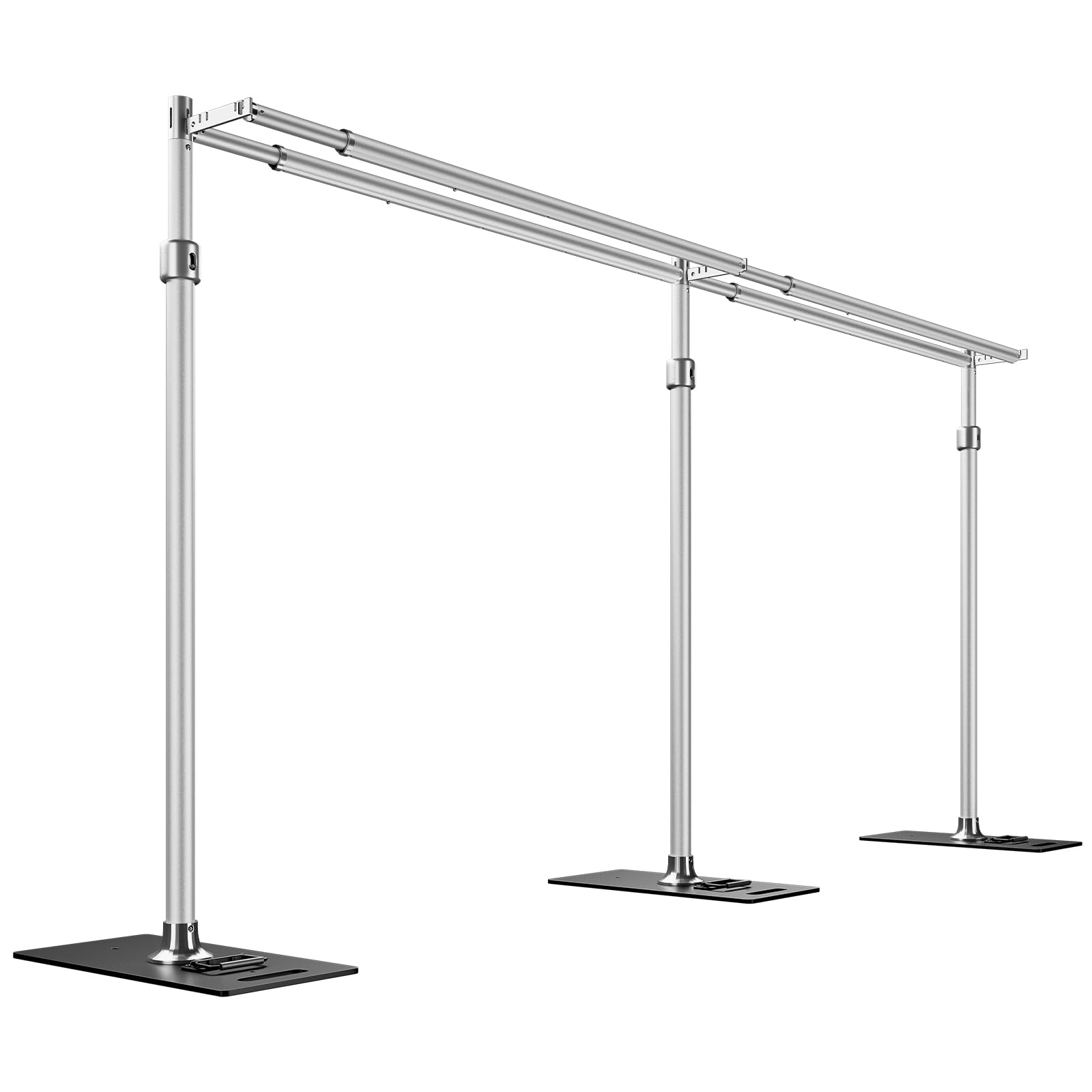 Photo 1 of ** MISSING PARTS**
 10x20ft Heavy Duty Backdrop Stand Kit Double Crossbar Pipe and Drape Stand Kit Metal Frame with Flat Base for Wedding, Birthday Party Event, Banquet Decorations and Trade Shows