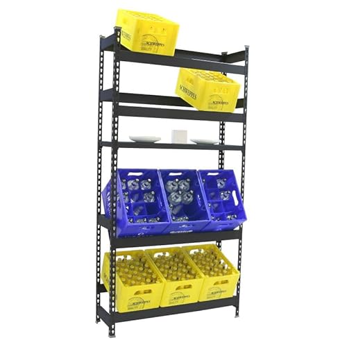 PRORGEAL GetrÀnkekistenregal HIGH Big Camel mit AblageflÀche | HxBxT 200x100x30cm | 12 Kisten | Anthrazitt | Kistenregal GetrÀnkeregal Wasserkistenregal