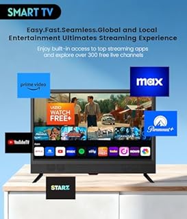 ZOSHING 22 Inch Smart TV,Small Television with HDMI Input,Built-in Digital Tuner/USB-Supports Wall-Mounted-for Bedroom,Kitchen,RV - Includes Remote Control(Black) (22INCH)