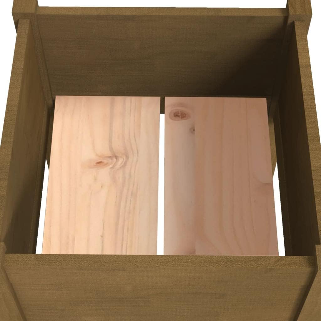 Set of 2 Solid Pinewood Planters Boxes in Honey Brown 19.7x19.7x27.6 Inch for Garden Balcony Terrace Greenery Storage
