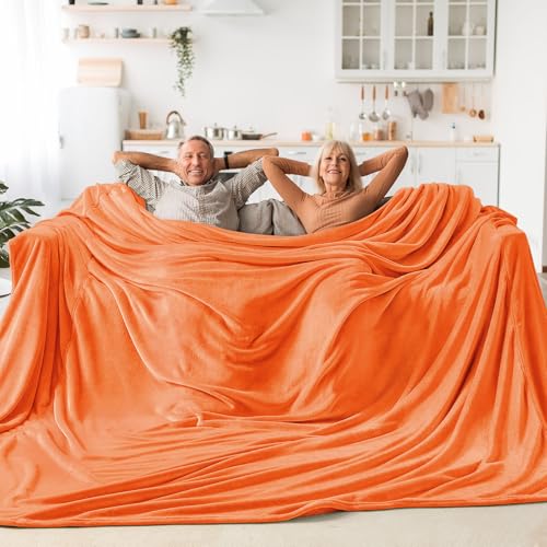 Image of BEDELITE Big Fleece Blanket - 120 inch x 120 inch (10' x 10'), Super Soft Fluffy Fuzzy Oversized King Blanket for Bed, Couch, Sofa, Camping, Fits Whole Family, Orange