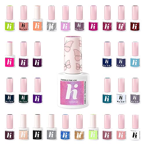 Hi Hybrid Esmalte de uñas de gel UV, popular beige, azul, marrón, rosa, amarillo, dorado, verde, gris, colores UV/LED, certificado para manicura, pedicura, seguro y perfecto, 5 ml