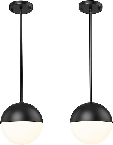 Miniatura 18 de LMS LMS-186BNC - Moderna lámpara colgante de 1 luz, lámpara colgante de isla de cocina de níquel cepillado con vidrio de globo transparente, varilla