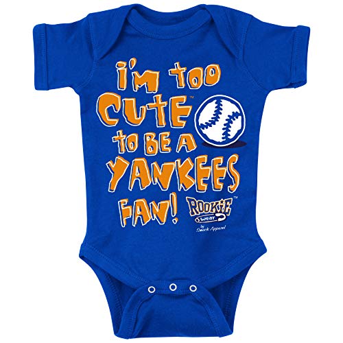 Rookie Wear by Smack Apparel NY Baseball Fans. Too Cute Royal Onesie (NB-18M) Or Toddler Tee (2T-7T) (Onesie, 12 Month)