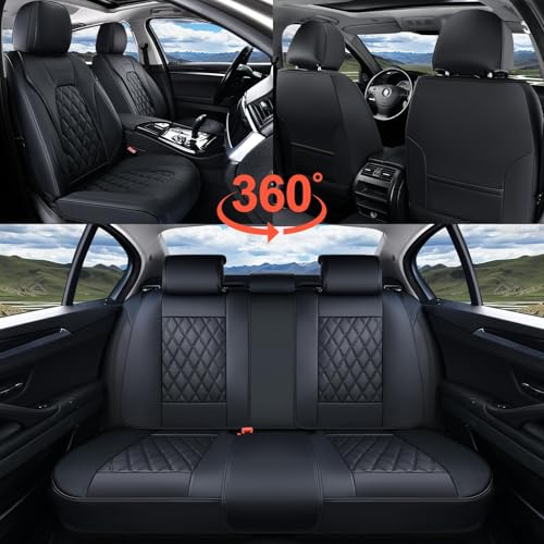 Image of Coverado Car Seat Covers Front Seats, 2-Pack Black Seat Covers for Cars, Waterproof Nappa Leather Car Seat Covers for Cars, Car Seat Protector Car Seat Cushion Universal Fit for Most Cars Truck SUV