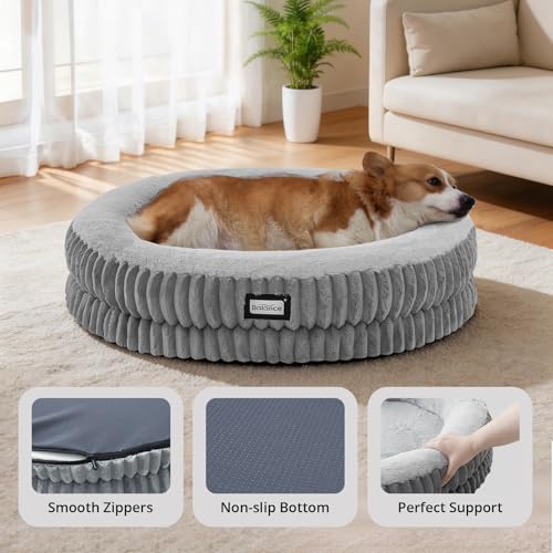 Image of BALANCE Donut Dog Bed, 30 Inches Round Dog Bed Medium Size Dogs Washable, Orthopedic Calming Dogs Beds for Kitten, Fluffy Plush Faux Fur Pet Bed with Anti-Slip Bottom