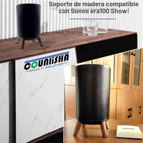 Trípode de madera real para Sonos Era 100 base premium de escritorio resistente 7