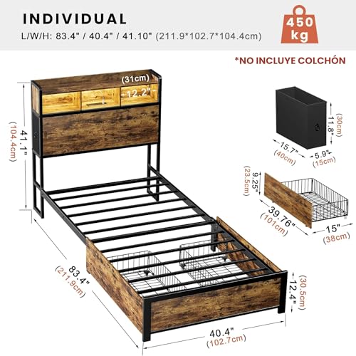 El Mejor Listado de Base para Cama Individual Con Cajones - los más vendidos. 2 Base para Cama Individual Con Cajones marca FABATO (2)
