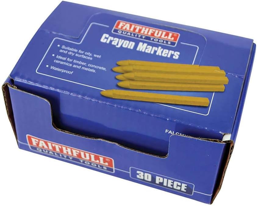 Faithfull CMYEL30 Crayon Marker Yellow (CDU of 30), Multi-Colour, 1