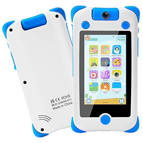 GKTZ Kids Phone - Kids Cell Phone Toddler Learning Toy for Boys Aged 3-10 Mobile Phone Children Christmas Birthday Gifts with Flip Camera MP3 Player AR Zoo Function Parental Control(Blue)