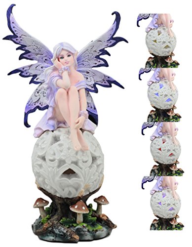 Estatua hada amatista con luz LED multicolor de 10.25 in