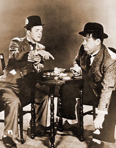 Laurel and Hardy Playing Cards Classic Slapstick Comedy Movie Duo Postcard Poster Print 11x14