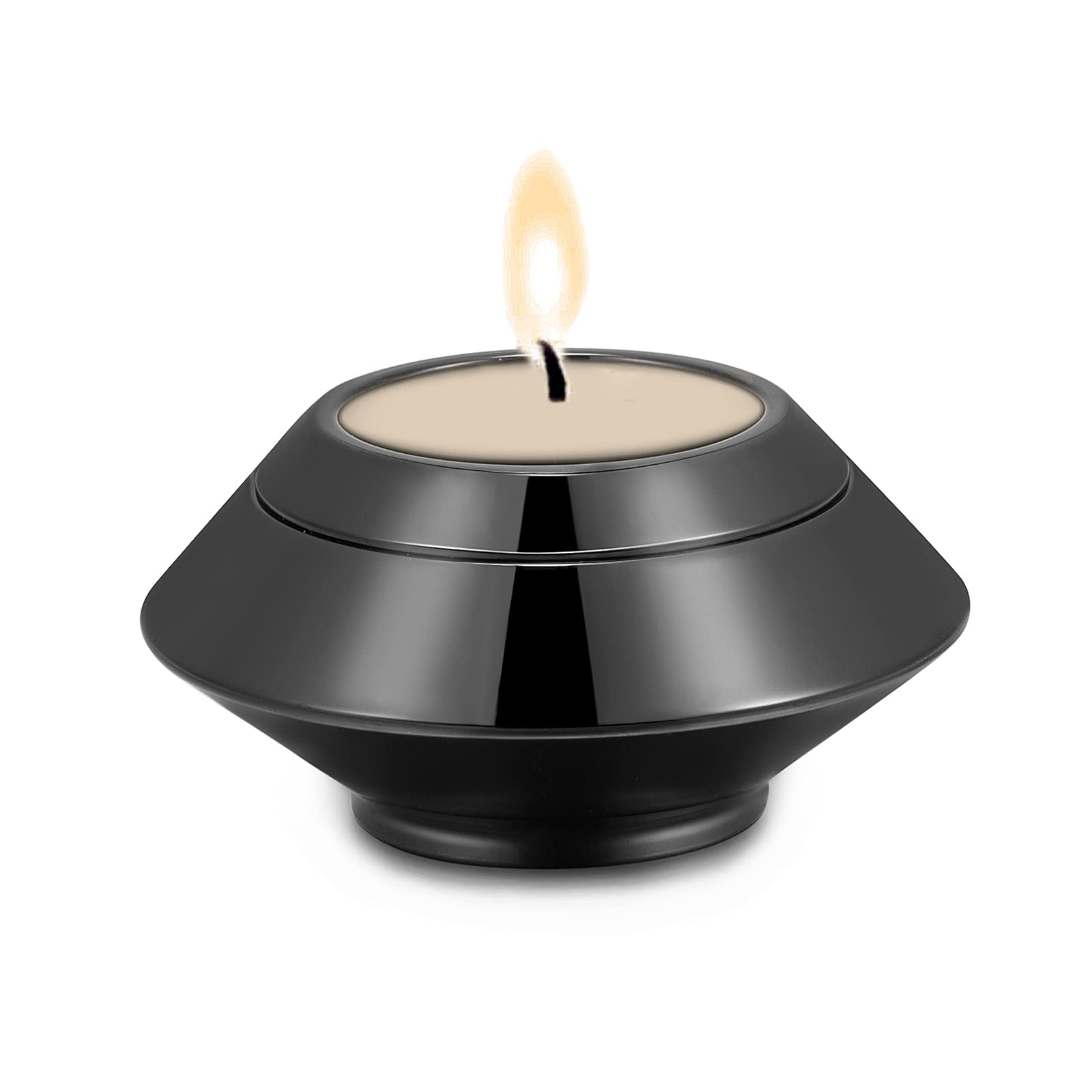 QGJNSGC Small Urn for Human Ashes Cremation Ashes Storage Keepsake Candle Holder Funeral Memorial Ash Holder for Adult Male Dog Urn Cat Urn Stainless Steel Funeral (Black)