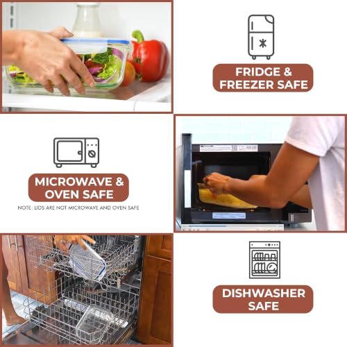 Image of Razab 6.5 Cups / 52 Oz 4 Piece (2 Containers + 2 Lids) Glass Food Storage Containers Set with Airtight Locking Lids - For Storing, Baking & Serving BPA Free, Leakproof - Microwave, Freezer & Oven Safe