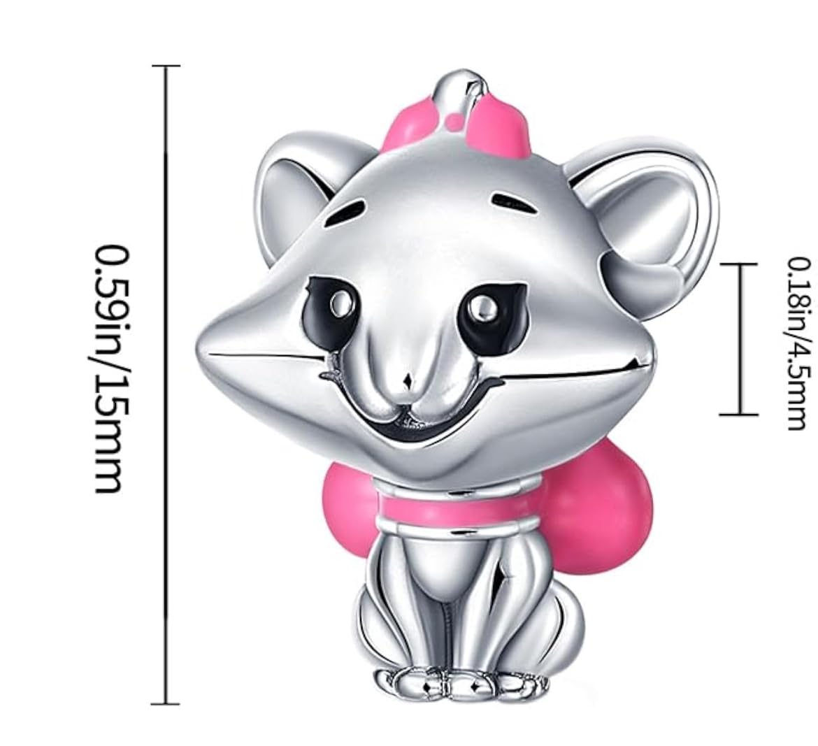 Genérico Disney Aristocats Charm en Argent Sterling 925, Compatible avec Pandora et Autres Bracelets à Breloques, Argent, Femme