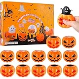 ハロウィン おもちゃ 光る カボチャ 幽霊 玩具 12個セット スクイーズ玩具 ストレス解消 子供 可愛い シリコン 景品 置物 仕掛け ハロウィン 飾り 装飾 パーティー グッズ プレゼント グッズ ケース入り (LEDライト付き)