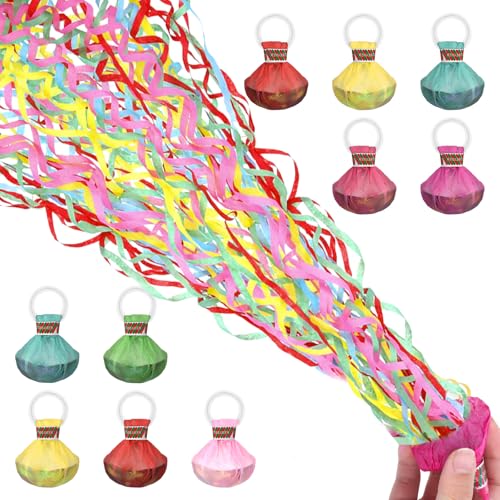 Lot de 10 serpentins d'anniversaire, confettis, serpentins à lancer, pour anniversaire, mariage, carnaval, remise de diplôme