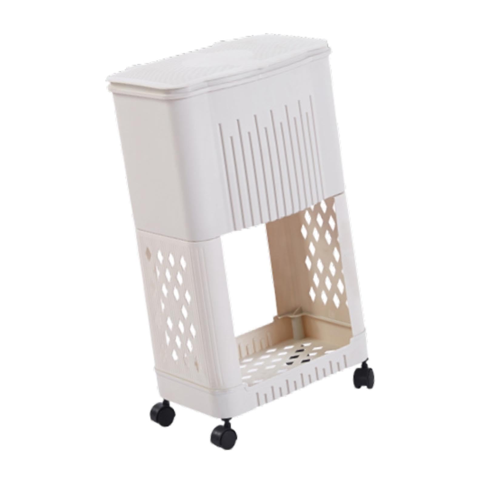 Cestino per La Spazzatura da Cucina, Cestino Stretto con Ripiano Portaoggetti, Contenitore per La Spazzatura Salvaspazio, Decorazione con Coperchio PE, 2 Livelli 29 Cm X 18 Cm X 48 Cm