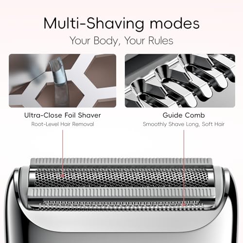 Image of yoose Electric Razors for Women, IPX7 Alloy Body Bikini Trimmer for Women (USB-C, Trimmer Comb, Multi Shaving Modes), Portable Size, Sakura Pink