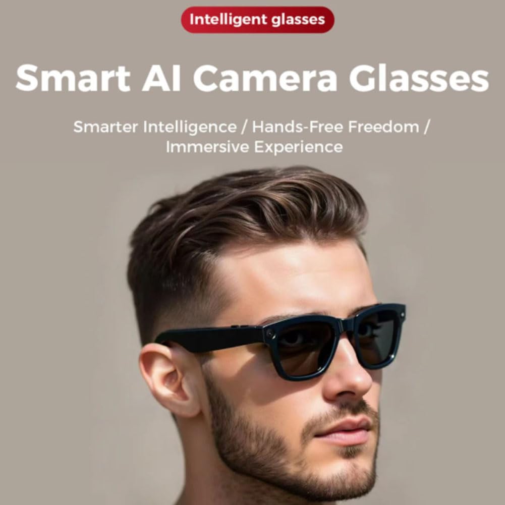 Occhiali con Telecamera, Occhiali Smart Occhiali Intelligenti Occhiali Bluetooth Uomo Ai Glasses Occhiali Ai Occhiali Intelligenti Bluetooth B