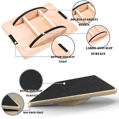 Balance Board Wobble Board Balance Boards for Adults Anti-Slip Wooden Balance Board for Physical Therapy & Core Strength, Ideal Balance Board for Standing Desk with Ankle Support - Image 3