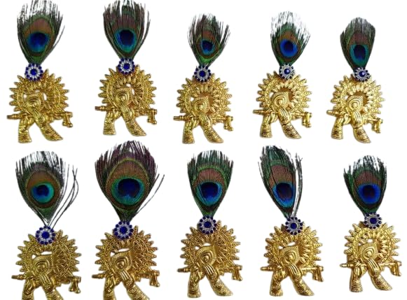 The Diva Decor Radha Krishna Metal Brooches for Men | Pack of 10 | Gold | Modern Style | Krishna Mor Pankh Design | Welcome Gift & Lapel Pin-image-21