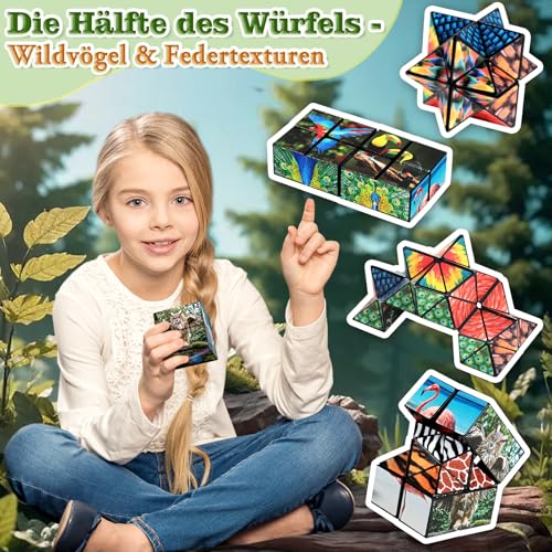 Sternenwürfel Zauberwürfel Set, Unendlichkeitswürfel Zappelspielzeug für Kinder, Tierspielzeug für 3 Jahre, Reise Puzzle-Würfel für 6 7 8 9 10 11 Jahre Alten Jungen Mädchen Geschenke (Tier-Thema)