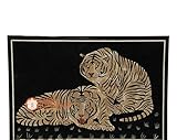 Black Marble Top Dining Living Room Table Top Tiger Inlay Handmade Design Hallway Decor