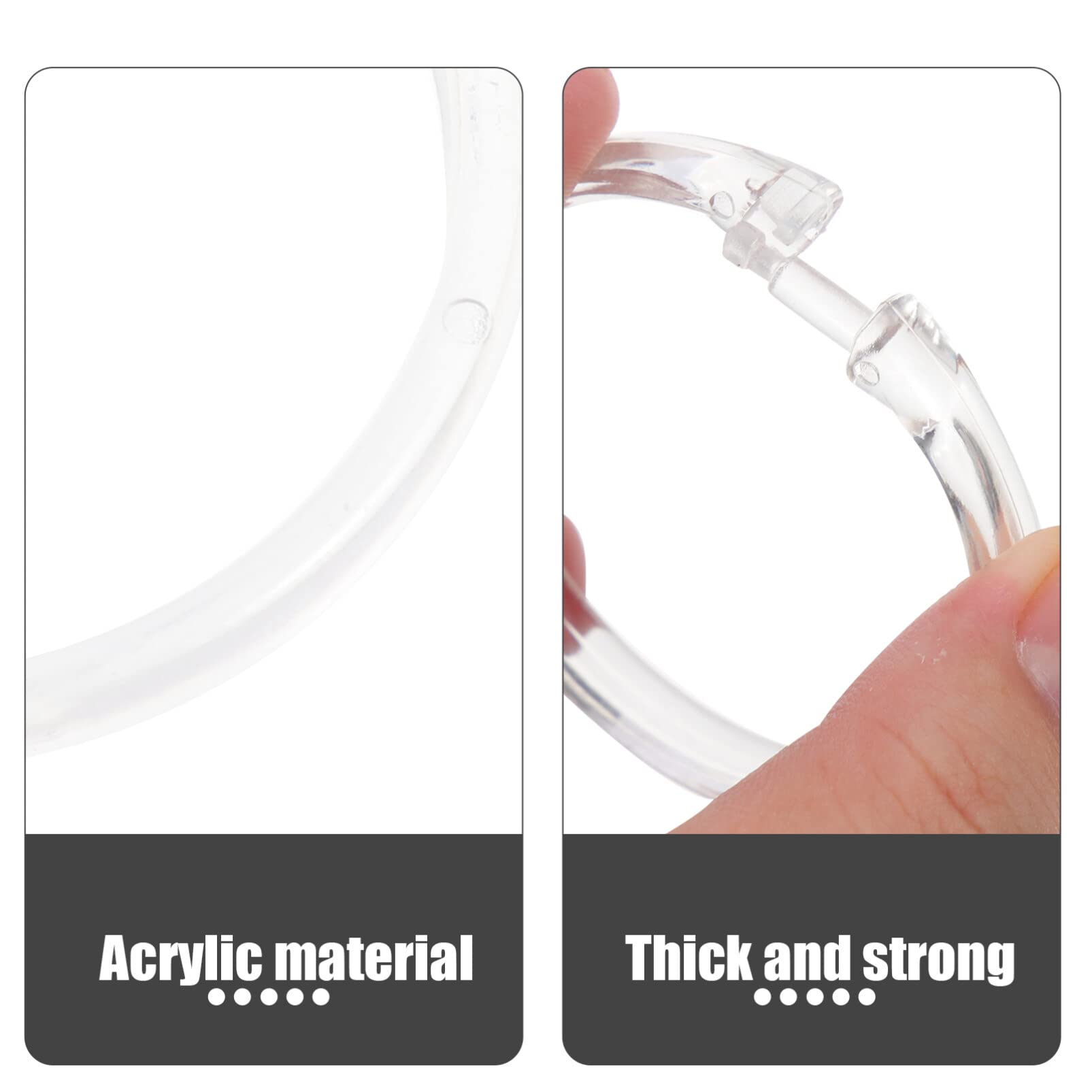 24 ganchos transparentes para cortina de ducha, anillos de hebilla circulares decorativos para barras de cortina de esquina y rieles, accesorios de ducha resistentes al óxido y fáciles de instalar