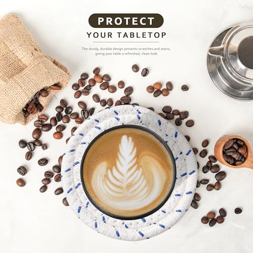 Image of Coasters Set of 8 for Drinks, 4 Inch Large Coaster for Coffee Table, Tabletop Protection for Hot & Cold Drinks, Versatile Coasters for Home Decor, Non-Slip & Easy to Clean, Coffee (SA11)