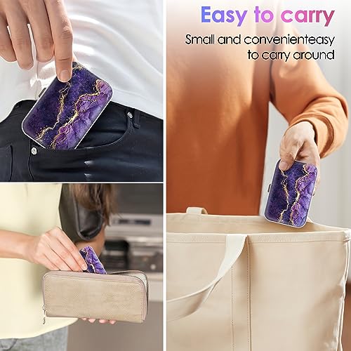 Image of Portable Dental Floss Case Easy to Store Various Size Picks Portable Dental Floss Dispenser Perfect for Travel, Hotel, Dinner, Dating, Purple Marble