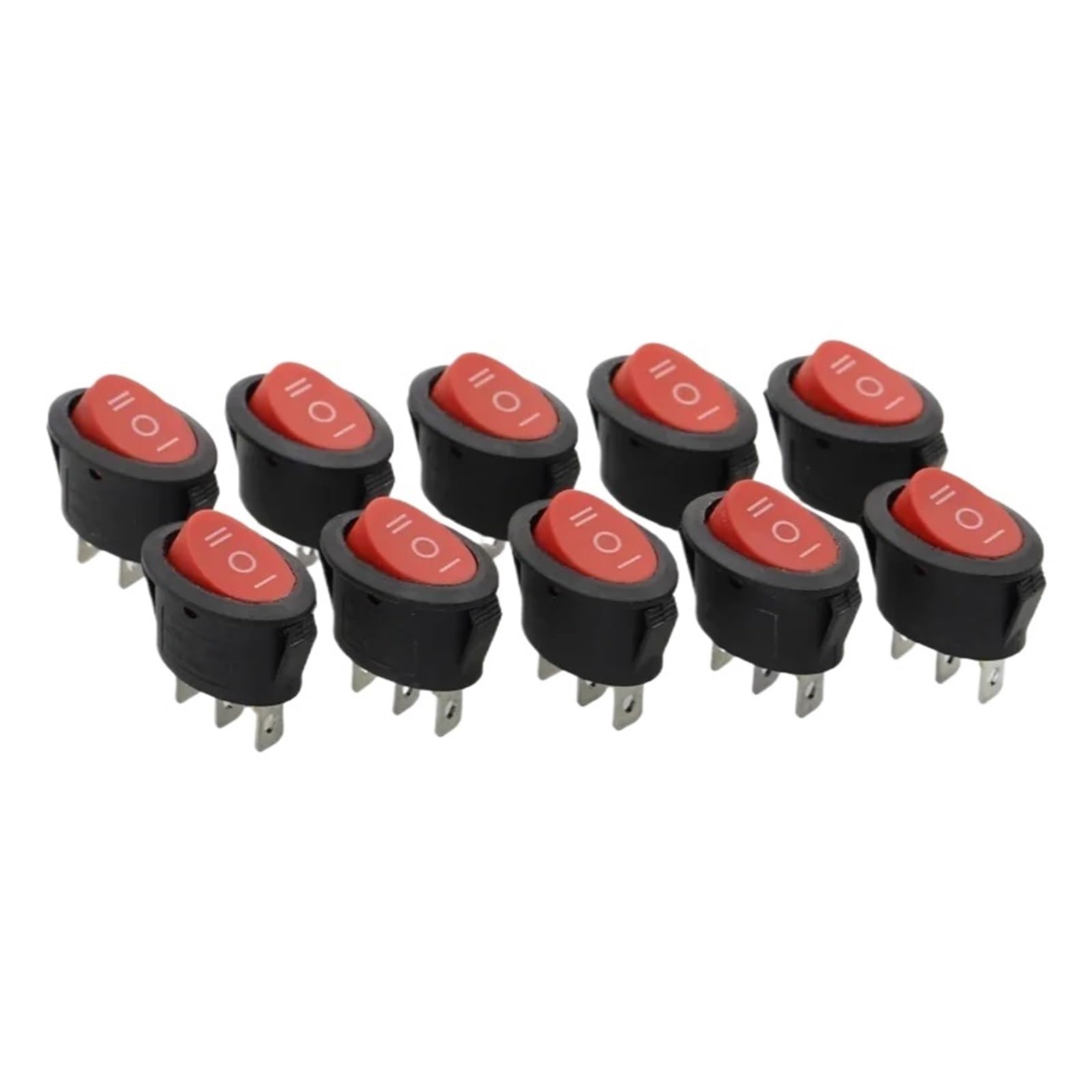 AUOQKQUT 10Pcs 3D3P-RED KCD1 Oval Rocker Switch 10A Power Switch 6A 250V 10A 125V ON-OFF-ON