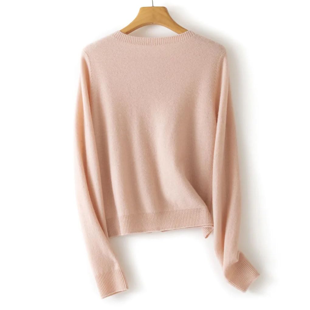 Cárdigan de lana de color sólido para mujer, sin costuras, cuello redondo, suéter de punto fino y simple