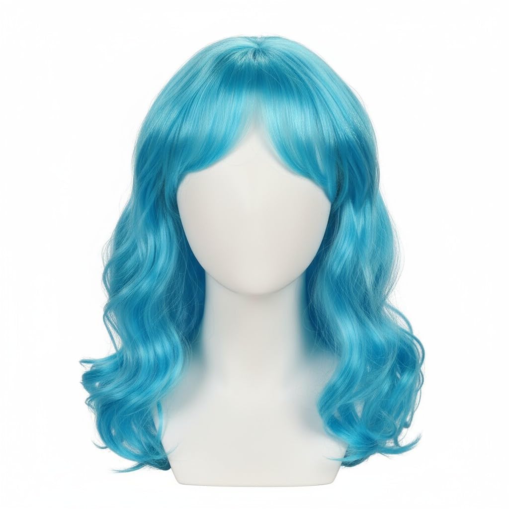 Moira Synthetic Wavy Colored Hair Wig 23 inch for Costume Dressing, Photo Booths, Fancy Dress, Cosplay (Shiny Blue)-image-26