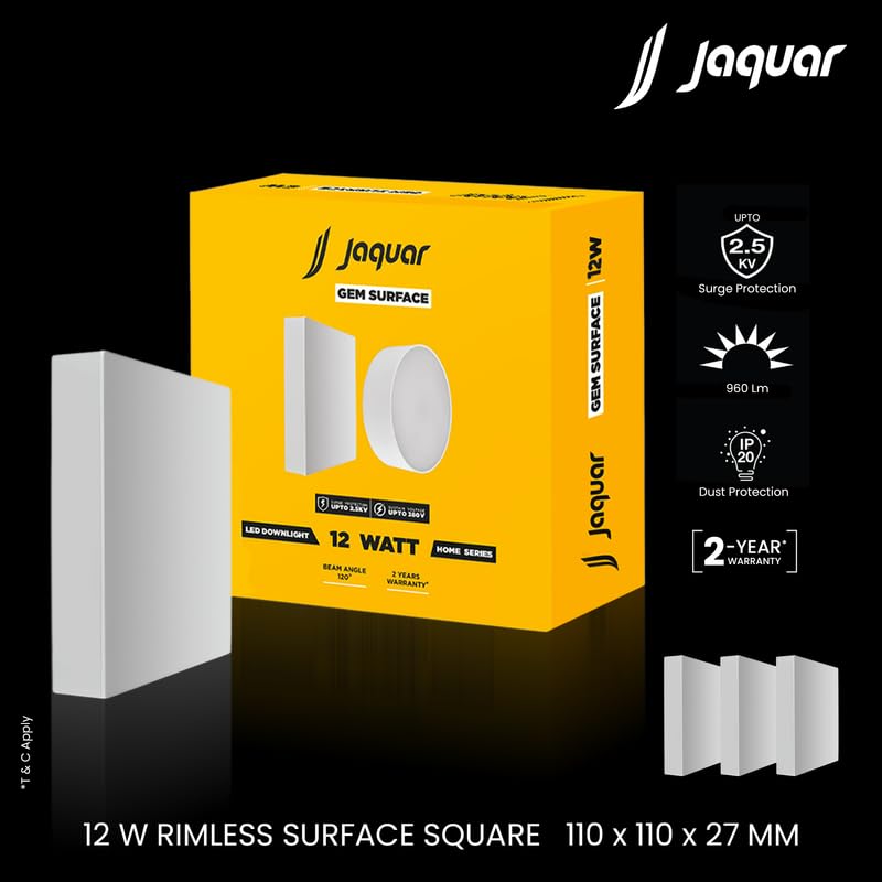 Image of Jaquar 12W Gem Trimless Square Surface Downlight Warm White Pack 1