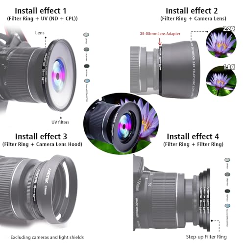 Anillo Adaptador de Lente de Cámara 39 mm a 55 mm, Anillo de Paso Hacia Arriba para Filtros y Accesorios de 55 mm miniatura 6
